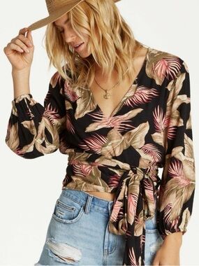 Billabong Love Wrapped Palm Top Tropical Beach Size Small